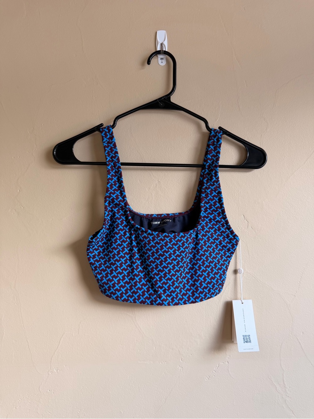 Tory Sport Blue & Maroon Geometric Tank